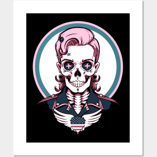 Fun Pink Retro Rockabilly Skeleton Posters and Art